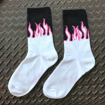 Men Contrast Flames Socks
