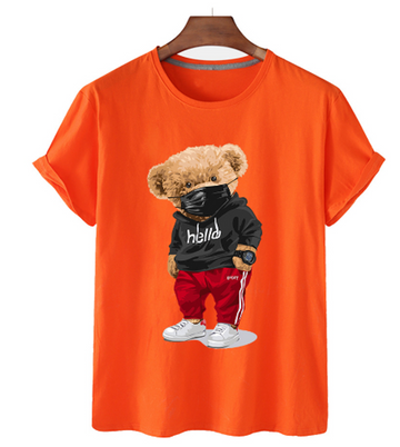 Men's Bear Print  Cotton T-Shirt