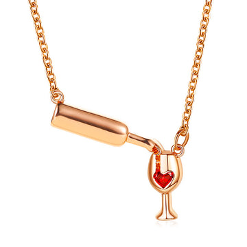 Rose Gold Wine Cup chic Necklaces