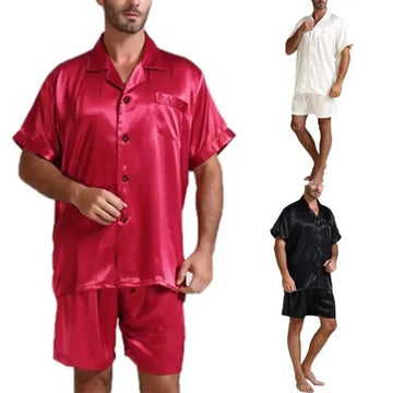 Men‘s 2-piece Lced Silk Pajamas Set