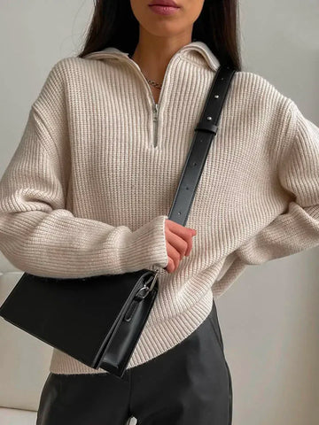 Women Turtleneck Zipper Sweater