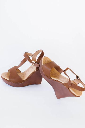 Women Tan Wedge Platform Sandals