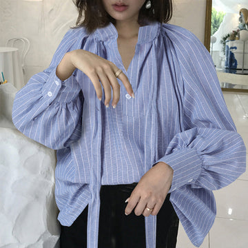 Women's Bow Stand Collar Blouse