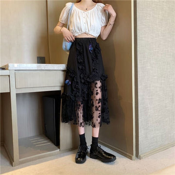 Women Stylish Lace Patchwork Skirt