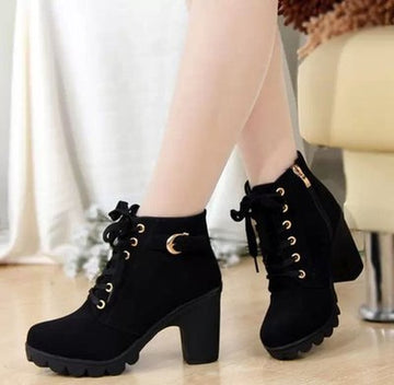 Woman Autumn Winter Thick Heeled Boots