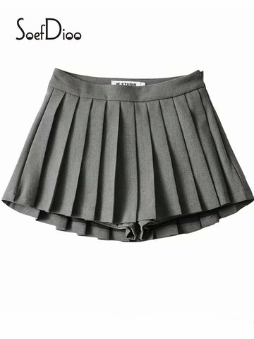 Women High Waist Side Zipper Skirt