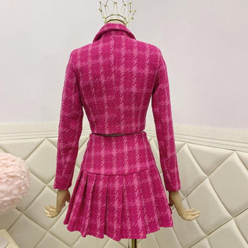 Women Vintage Tweed Two Piece Set