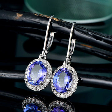 Women crystal oval stones Earrings